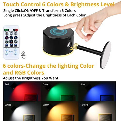 MeliInma 2PCS Battery Operated Wall Sconces, Rechargeable RGB Wireless