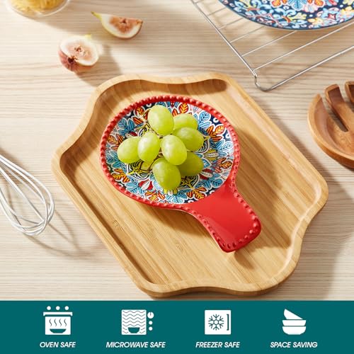 Image of vancasso 7.7 Inch Ceramic Spoon Rest, Bohemian Stove Top, Red | Holds Spoons, Spatulas, Ladles, and Tongs, Bohemian Design, Stove Top and Countertop, Dishwasher and Microwave Safe Ceramic