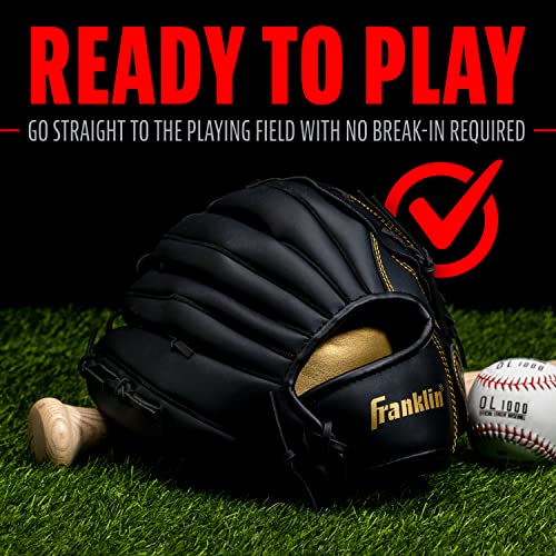 Image of Franklin Sports Baseball and Softball Glove - Field Master - Baseball and Softball Mitt - Adult and Youth Glove - Right Hand Throw - 13 inch - Black /Gold
