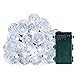 Qedertek Battery Powered Christmas Globe String Lights, 11ft 30 LED Fairy Crystal Ball Lights for Indoor，Outdoor, Home, Garden, Patio, Lawn and Party Decorations Waterproof (White)