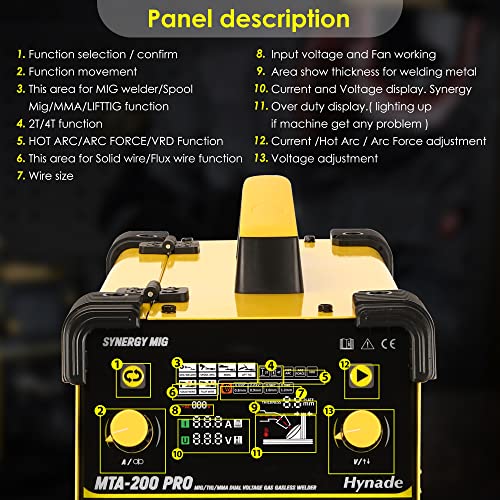 Hynade Mta-200Pro Mig Welder, Mig/Tig/Stick 3 In 1 Welder Dual Voltage 110V/220V, Work With Spool Gun Gas/Gasless Multiprocess Welders #TOP3