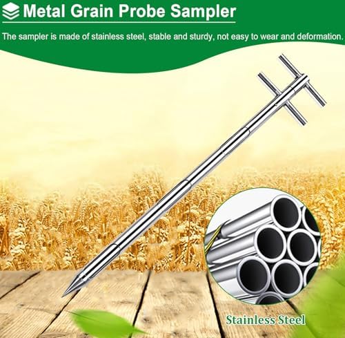 Handheld Grain Sampling Pole, Sectional Design Probe for Agriculture, 2m/2.5m/3m Lengths, Powder & Solid Sample Tube, Ideal for Garden & Farm Use (Dia 38mm / 1.5")
