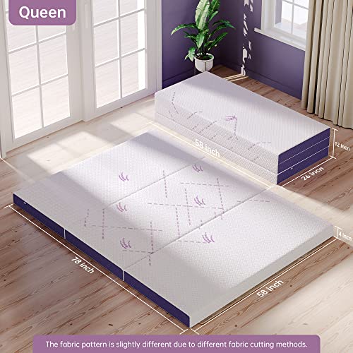 TeQsli-Folding-Mattress-Queen-Size-4-Inch-Foldable-Mattress-Tri-Fold-Gel-Memory-Foam-Mattress-with-Washable-Cover-Portable-Mattress-for-Traveling-Camping-Guest-Bed