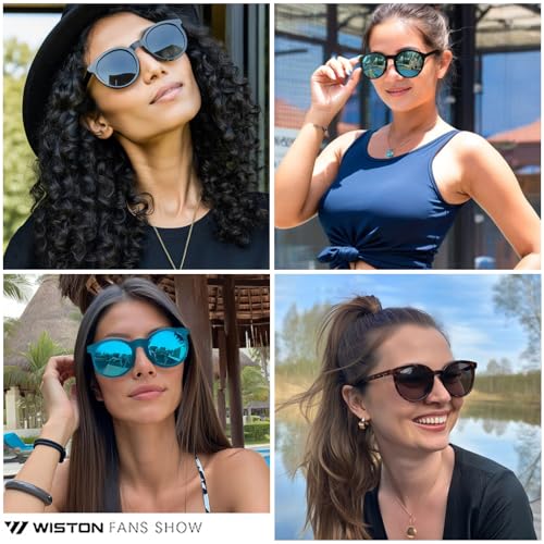 Image of WISTON Polarized Round Sunglasses for Women & Men,Running Sunglasses Retro Classic UV400 Protection TR Frame Lightweight 8107