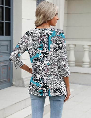 Image of Zeagoo 3 /4 Length Sleeve Womens Tops Casual V Neck Shirts Soft Basic Tees Business Work Blouses