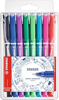 Fineliner - STABILO SENSOR M - Wallet of 8 - Assorted Colours