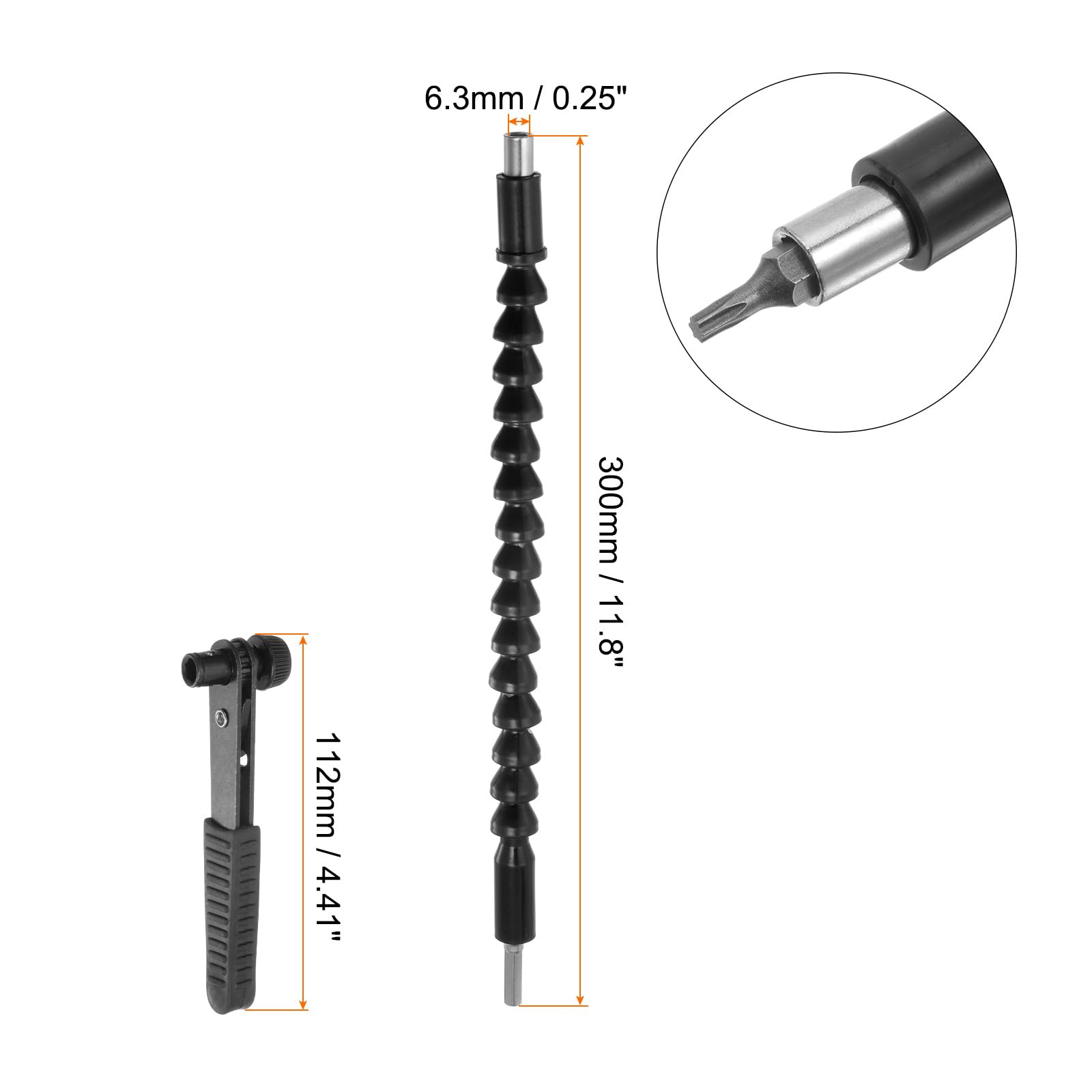 Tige D'extension Flexible De 6,35 Mm Avec Connexion Hexagonale 14 Pour