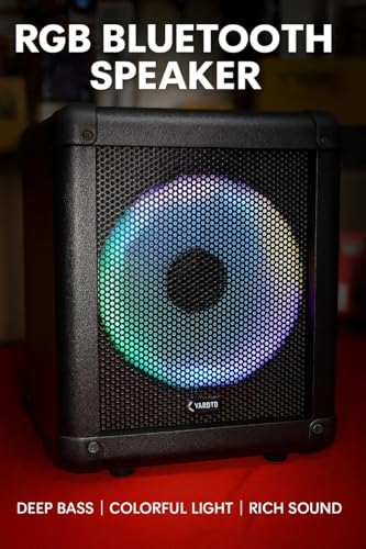 Image of Cube 50W Loud Wireless Bluetooth Speaker with FM | Powerful Multimedia Speaker with RGB Lighting | Wireless, Portable & Includes Mic and Remote (4H Playtime with 4000mAh Battery) (PartyBox Mini Pro)