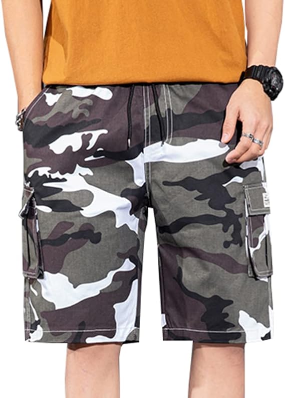 Amazon ハーフパンツ メンズ ショートパンツ カーゴパンツ 半ズボン 短パン 5分丈 調整紐 カジュアル 作業着 アウトドア 無地 迷彩 夏 迷彩ホワイト Jyf0426 9022mcwhite Xl 2xl ショートパンツ 通販