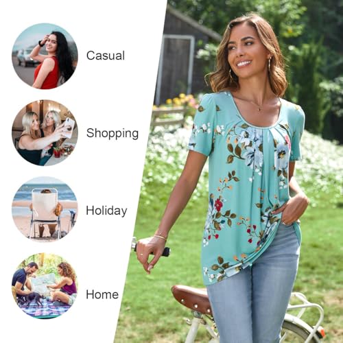 Anymeet Womens Summer Tops Casual Shirts Pleated Tunic M-3XL4