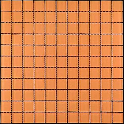 1"x1" Orange Glass Mosaic Tile by TILECLUB Cover