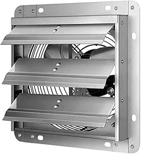 iPower 12 Inch Shutter Exhaust Fan Aluminum,High Speed 1620RPM, 1600 CFM, 1-Pack, Silver