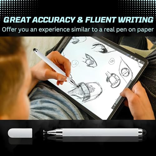 Image of 2-Way Dual-Sided Stylus Pen Compatible with All Touch Screens Devices Mobile Phones Android Tablet iOS Windows Smartphones - White