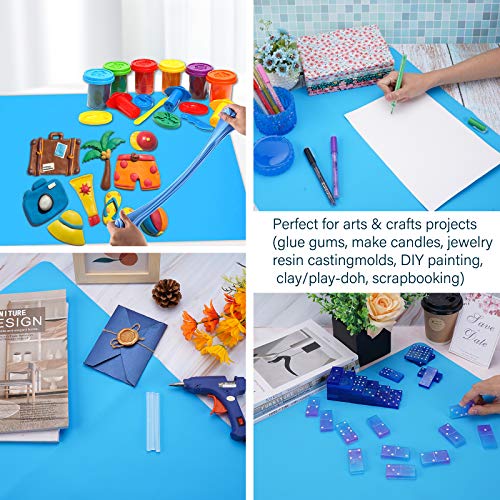 27.6 x 19.7 inches Oversize Silicone Mats, Gartful Nonstick Silicone Craft Sheets for Resin Molds, Multipurpose Countertop Mats for Epoxy Resin, Glitter Slime, Paint, Blue - Thumbnail 7