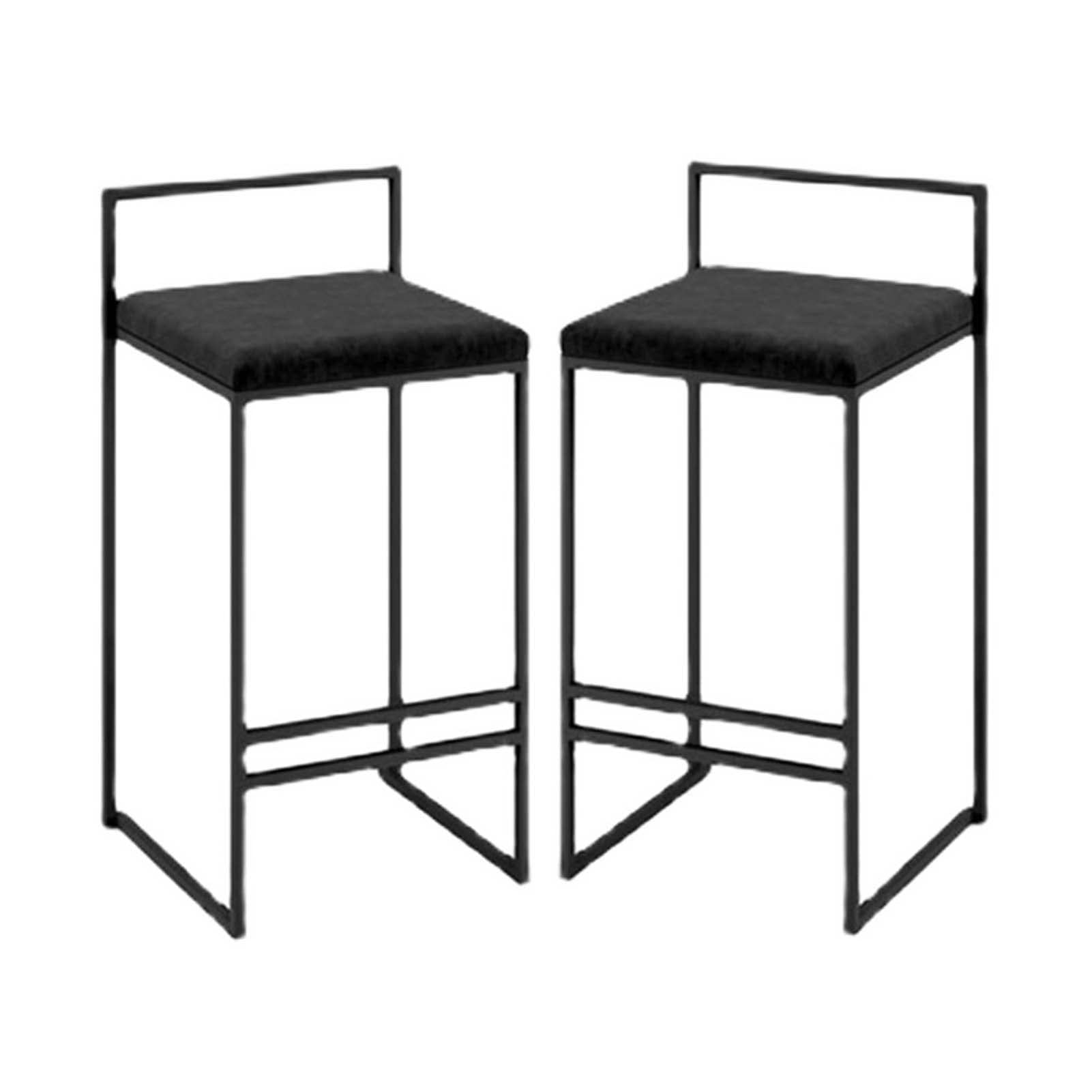 Tabourets de bar lot de 2 avec dossier chaises hautes métal pour siège de cuisine