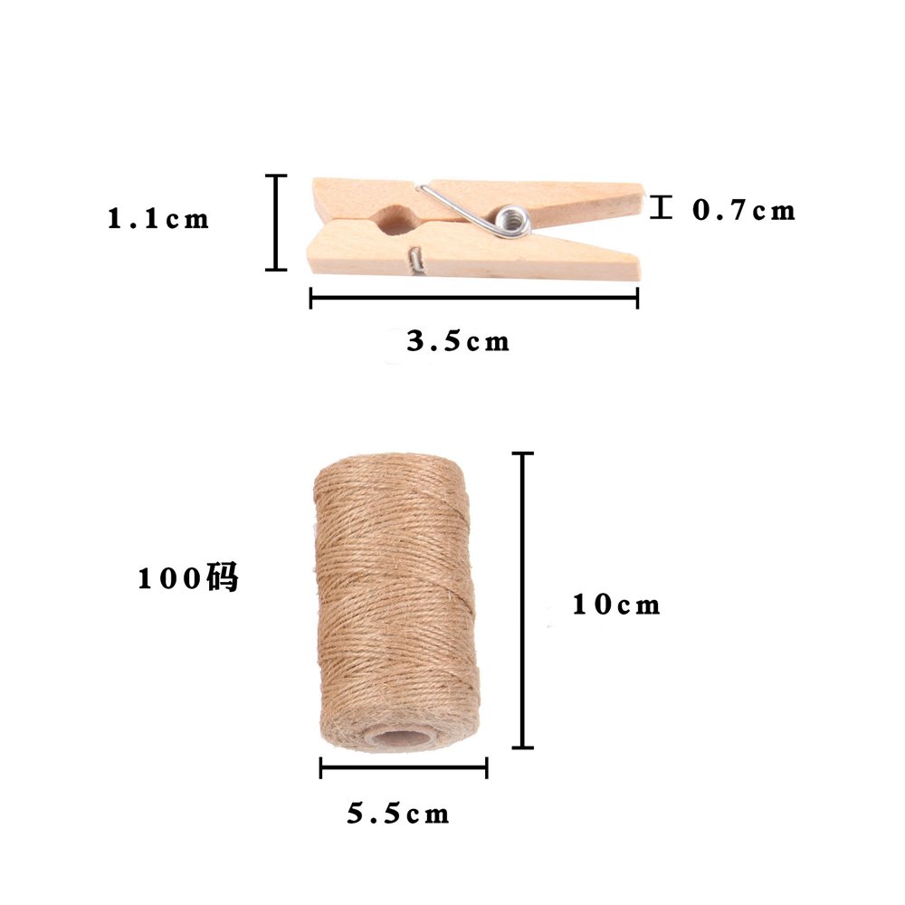 ANCLLO 100 mollette in legno da 3,5 cm, per foto e foto, foto, libri, artigianato, confezioni regalo, clip per foto in legno, mollette colorate per bucato, fai da te