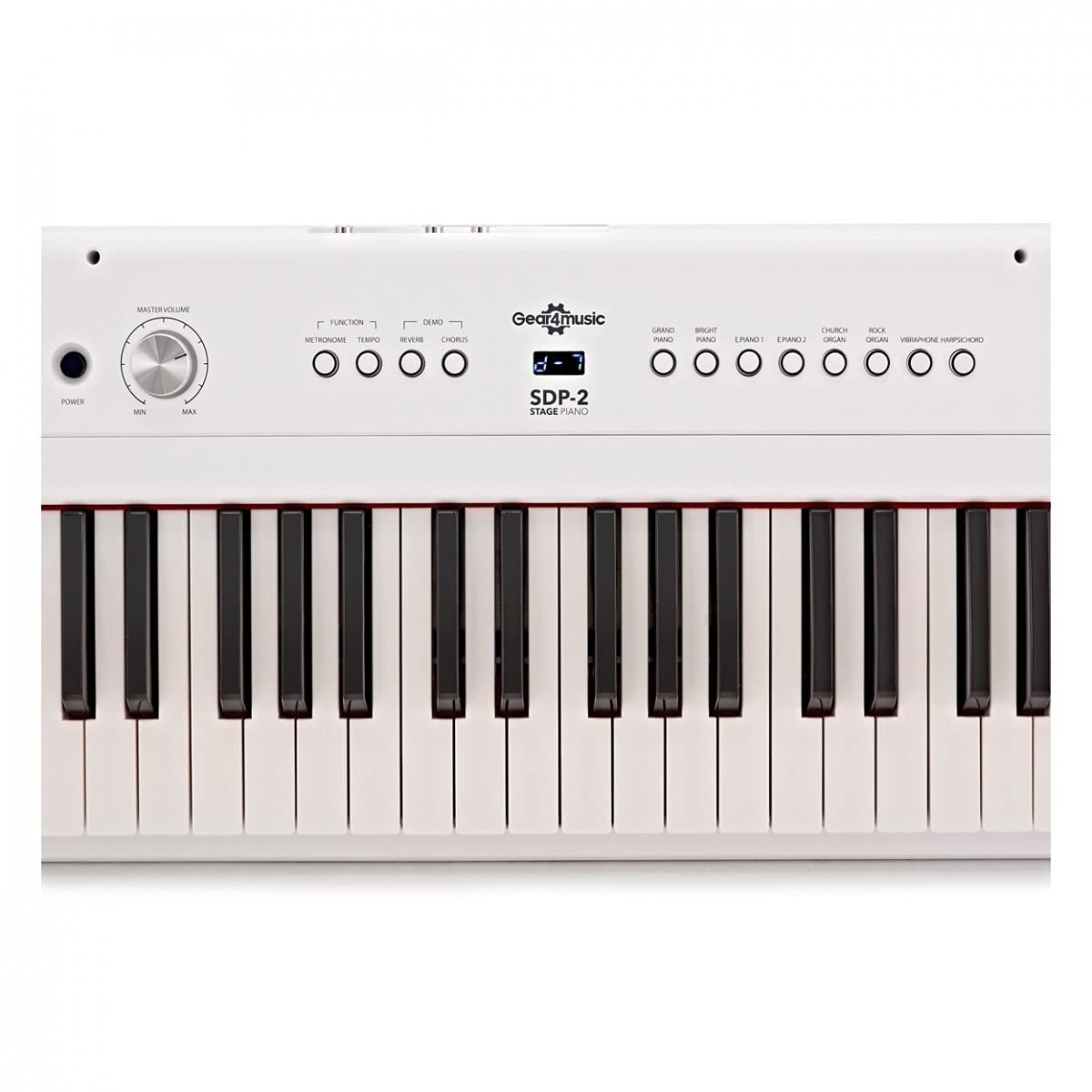 SDP-2 Pianoforte digitale con borsa da concerto Gear4music - Bianco | Pianoforte Digitale Pesato 88 Tasti, Alimentato a Rete o Batterie, Altoparlanti e Uscita Cuffie Integrati, Borsa