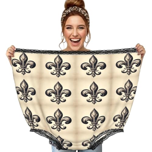 Culotte de grand-mère Augenstern retro funny gag gifts avec motif fleur de lys noir