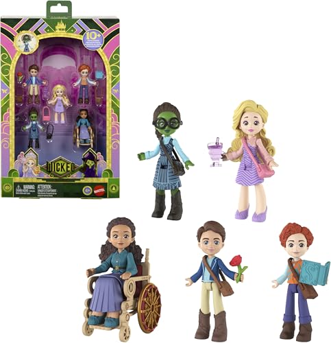 Mattel Universal Pictures’ Wicked Students of Shiz Multipack, 5 Small Dolls with Signature Looks and 9 Storytelling Accessories, Inspired by The Movie