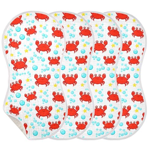Cartoon Red Crabs Muslin Burp Cloths for Baby 4-Layer Absorbent Cotton Large 22