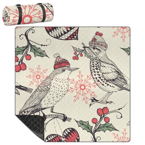Shimoshe Extra Large Picnic Blankets 79”x 79”, Ethnic Bird Waterproof Foldable Picnic Mat with Straps Portable Beach Blanket for Camping Park Grass Beach Indoor