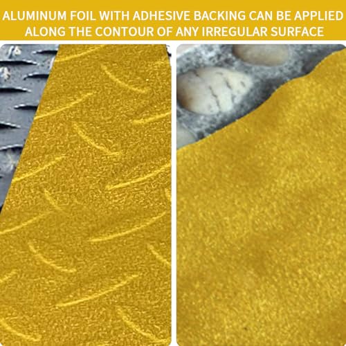 Image of Heavy Duty Aluminum Foil Anti-Slip Tape 4 inch x30FT Yellow - Industrial Safety Grip for Warehouse Stairs, Pool Decks & High-Traffic Walkways - Waterproof Traction Tape