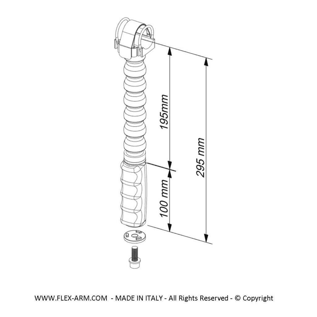 Poignée pour Platines avec Bras Flexible 6 Éléments Support Torche Plongée sous-Marine Long. 30 cm FLEX-ARM 600M31BK