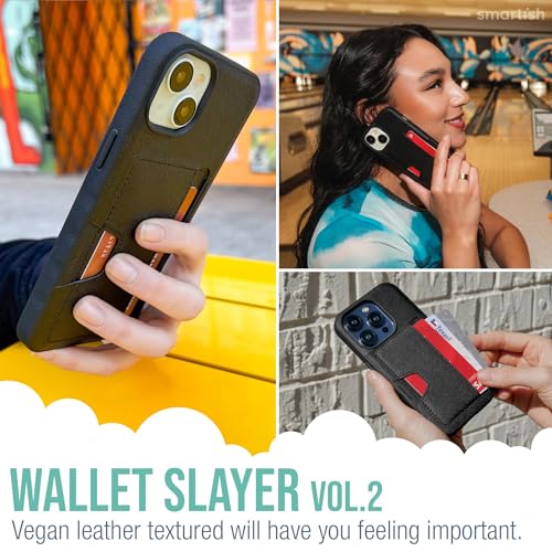 Image of Smartish iPhone 15 Wallet Case - Wallet Slayer Vol. 2 [Slim + Protective] Credit Card Holder w /Kickstand - Drop Tested Hidden Card Slot Cover Compatible w /Apple iPhone 15 - Custom Prints
