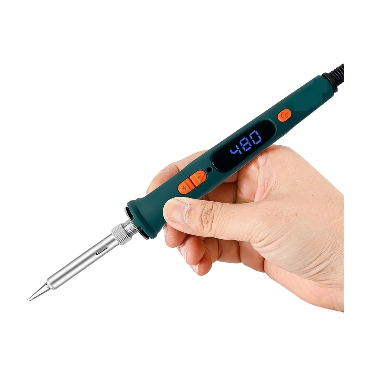 Kit de soldador, Herramienta de soldadura LCD de soldador eléctrico, calentador de cerámica de temperatura ajustable, juego de bomba desoldadora de cabezal de soldador para metal, electricidad, bricol