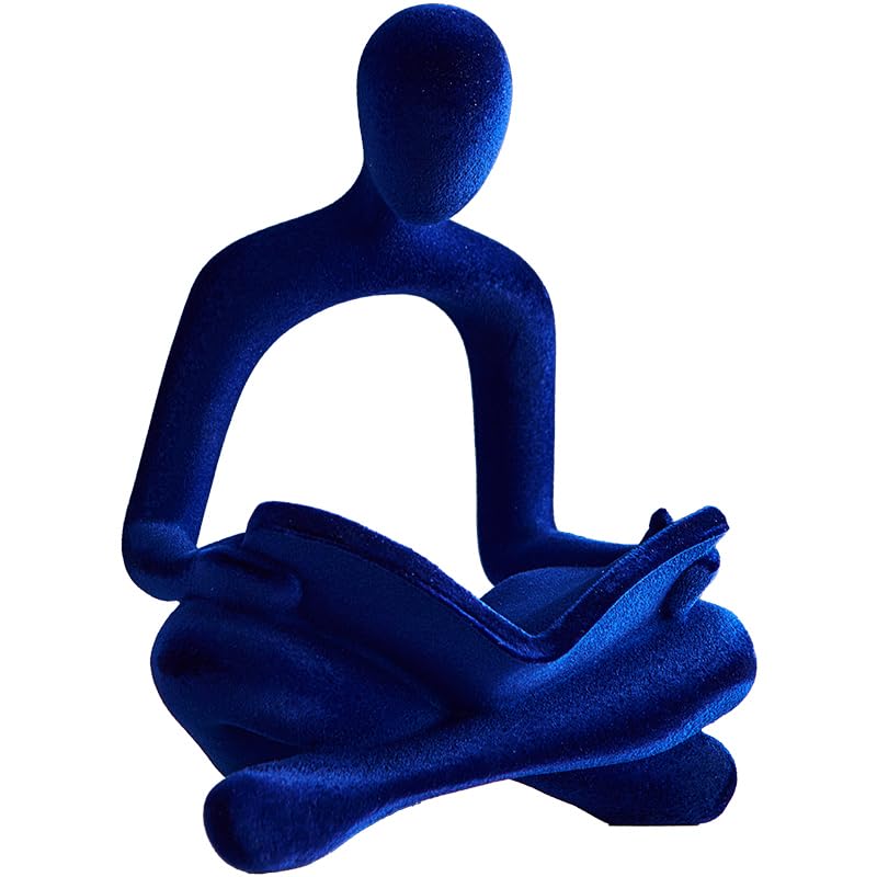 Figura Decorativa Abstracta de Lectura en Resina Azul