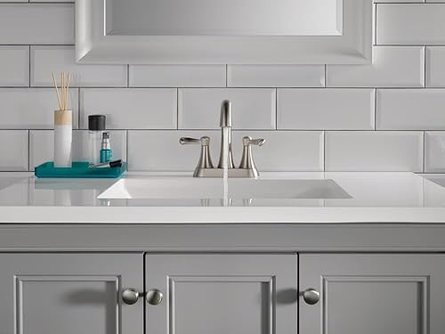 Miniatura 7 de Delta Faucet Esato Centerset - Grifo de baño de níquel cepillado, montaje de drenaje incluido, níquel cepillado SpotShield 25897LF-SP