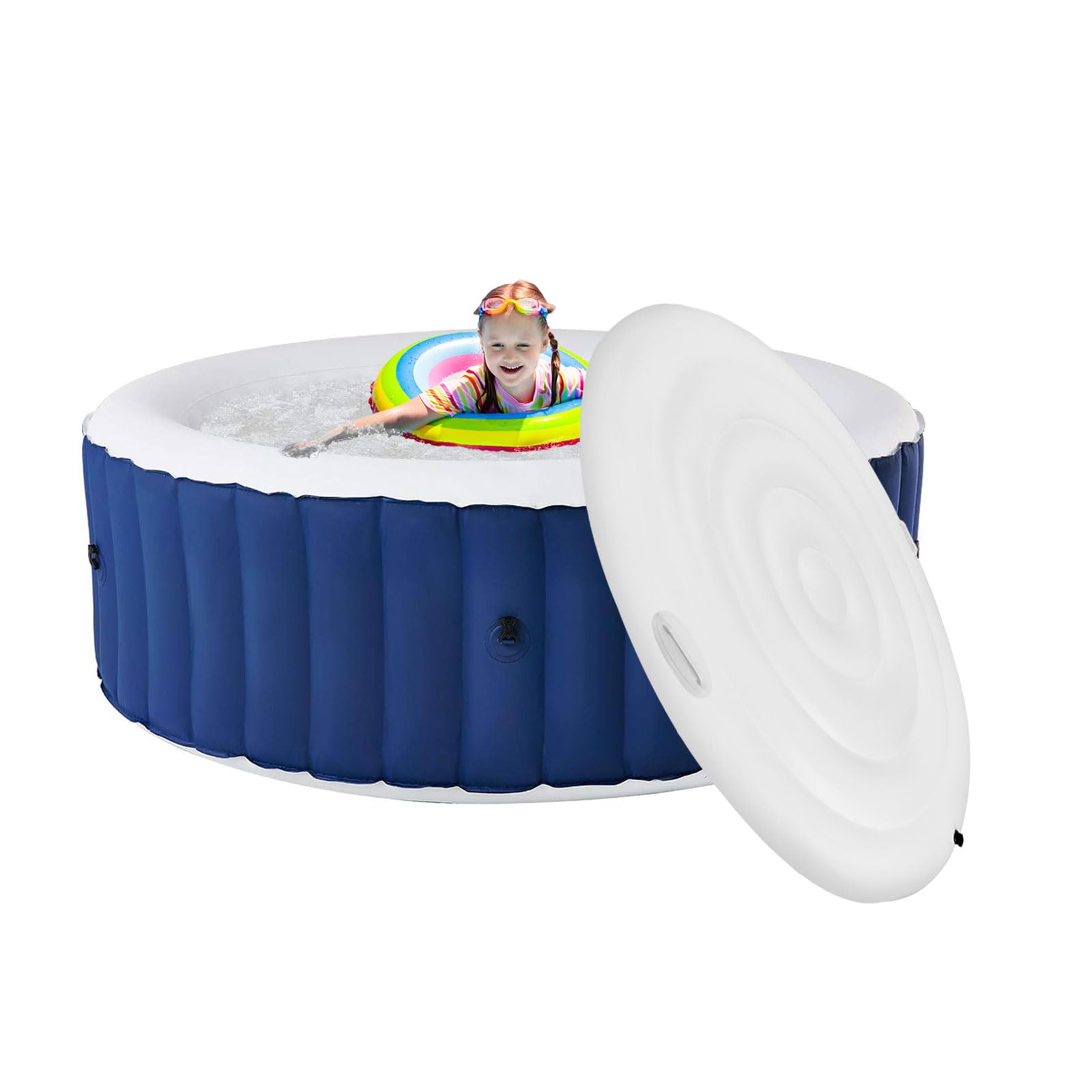Inflatable Round Hot Tub Cover with Handles,Foldable Hot Tub Protector Covers,Energy Saving Lid Protective Rain Overflow Heat Insulator,Windproof Rain-Proof Cover Protector (Round 160cm)-image-29