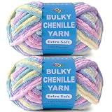 FREEASYFAR 2 * 3.5Oz Soft Velvet Yarn Chenille Yarn for Crocheting and Knitting – Light Bulky (93 Yards/100g) - Microfiber Polyester - Yarn for Blanket Amigurumi Weaving Crafts (Pastel, 2 Pack)