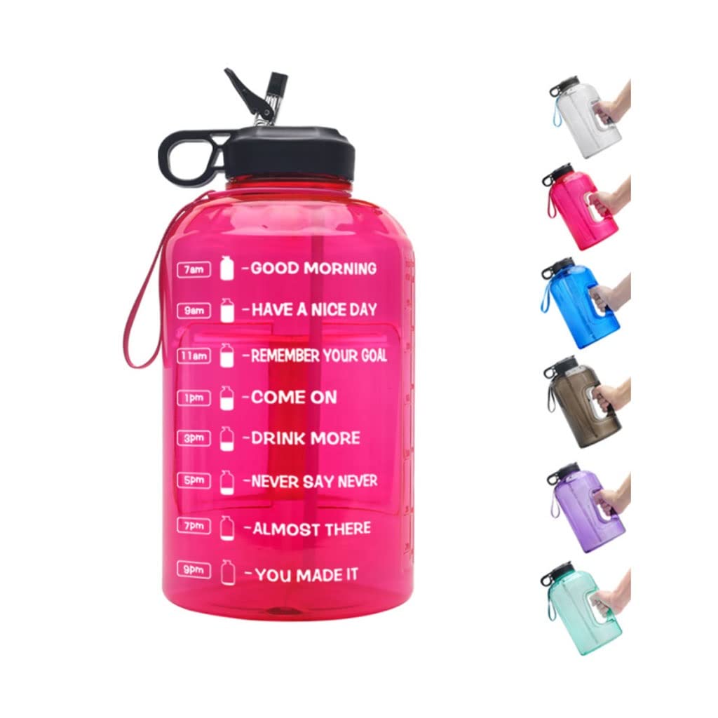 Bottiglia Acqua Sportiva 3.78L Bottiglia di grande capacità con coperchio del marker di tempo for le bevande dell'acqua Bevande del latte Simple Tazza con bottiglia di bere paglia Sport Borracce ( Blu
