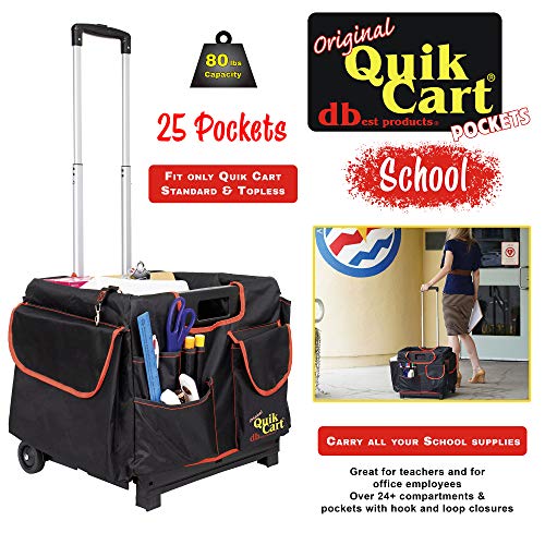 Dbest Products Quik Cart Pockets Bundle Caddy Organizer Teacher Tote Rolling Crate Mobile Tool Storage Fabric Cover Bag, Black #TOP1