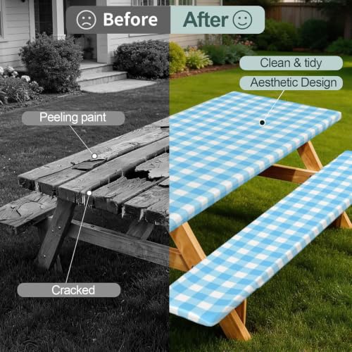 Mantel elástico lavable de elastano ajustable para proteger mesas de patio y camping 3