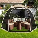 Alvantor Screen House Room Pop Up Gazebo Outdoor Camping Canopy Tent Instant Mosquito Tent Portable Patio Tent Sun Shade Shelter Mesh Walls Not Waterproof 10’x 10’Beige