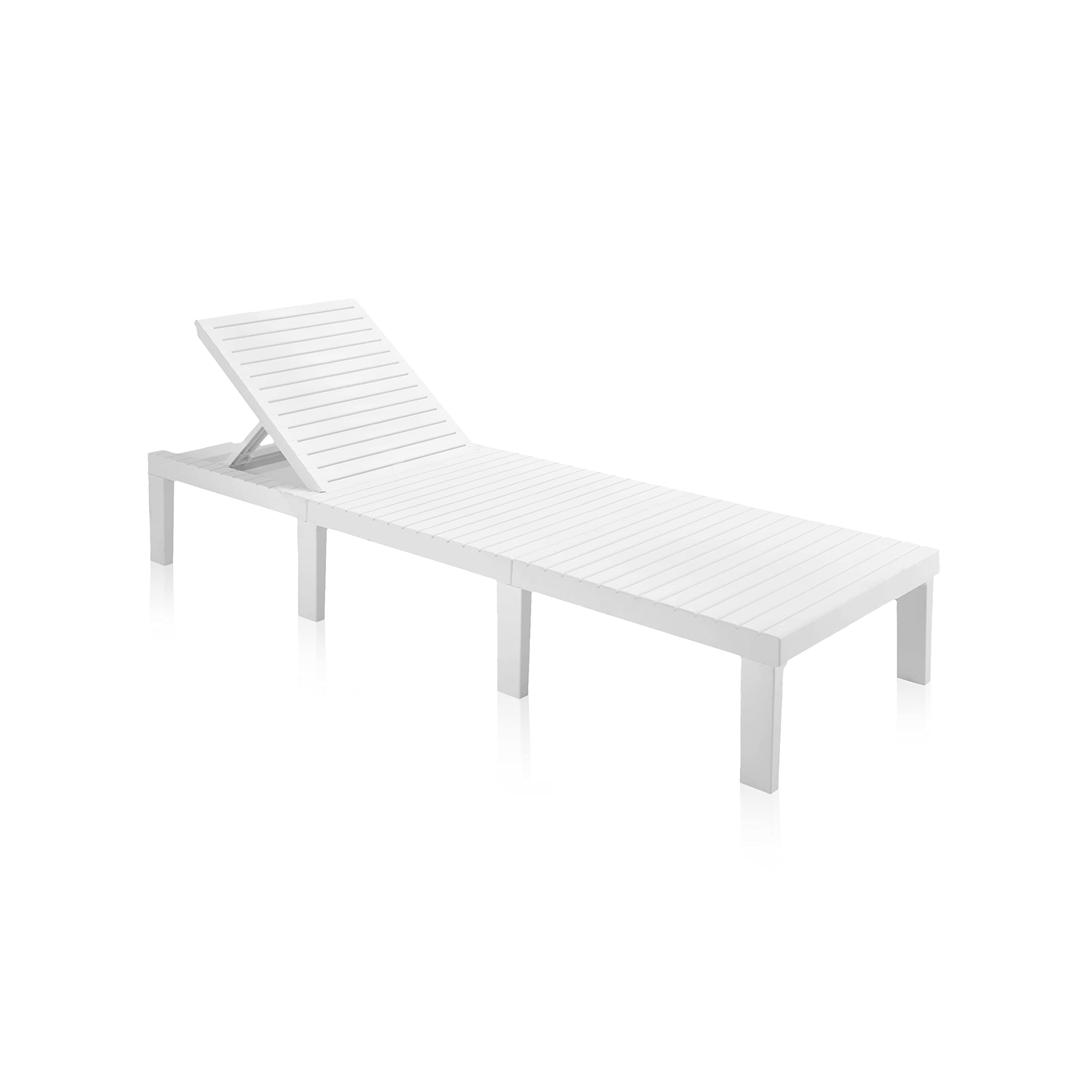 Tumbona Exterior Convertible, Tumbona Polipropileno, Hamaca Outdoor, Modelo Oasis, Acabado en Blanco, Medidas: 65 cm (Ancho) x 195 cm (Largo) x 78 cm (Alto)