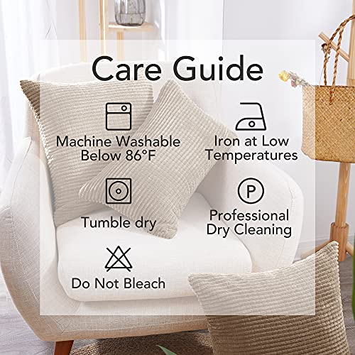 Deconovo Pack Of 2, Cushion Cover With Invisible Zipper, 22X22 Inch, Taupe, Super Soft Corduroy Throw Pillow Covers With Stripes For Couch Sofa Bed #TOP5
