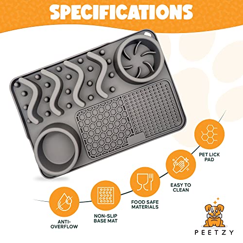 Peetzy Slow Feeder Dog Bowls - 6 In 1 Dog Feeding Mat - No Spilling Silicone Mat With Suction Cups - Slow Down Eating For Puppy Small Breed Size Dogs And Cats #TOP3