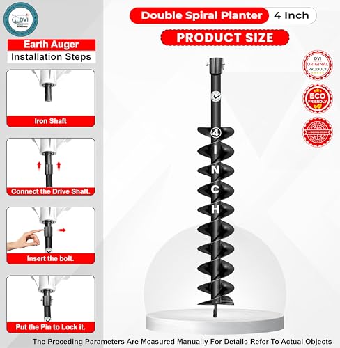 Image of DVI Universal Double Spiral 4 Inch Earth Auger Drill Bit /Planter | Fit In Every Type of Earth Auger | Made With High Metal & ISI Approved Pipe For Durablity | For Digging Holes, Plantation.