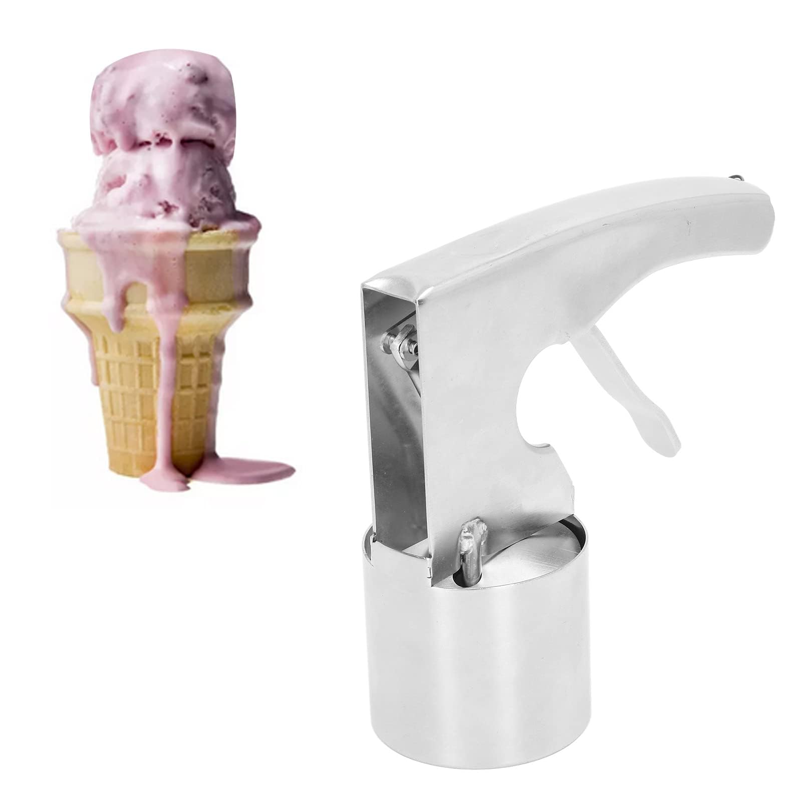 Cuillère à glace en acier inoxydable avec gâchette - Ustensiles de cuisine faciles à utiliser