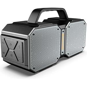 BUGANI Bluetooth Speaker, Shock Portable Bluetooth Speaker, Bluetooth 5.3, Waterproof, Wireless Speakers, 60W Super Power, Outdoor Speaker, Black(New Model)