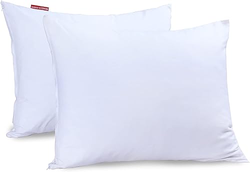 Juego de 2 protectores de almohada de algodón de alta calidad con cremallera, fundas de almohada con cremallera, protector de almohada refrescante