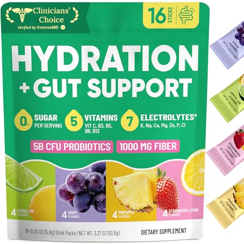 Venture Pal 2-in-1 Hydration Packets + Gut Health Electrolytes Powder - 7 Electrolytes & 5 Vitamins,...