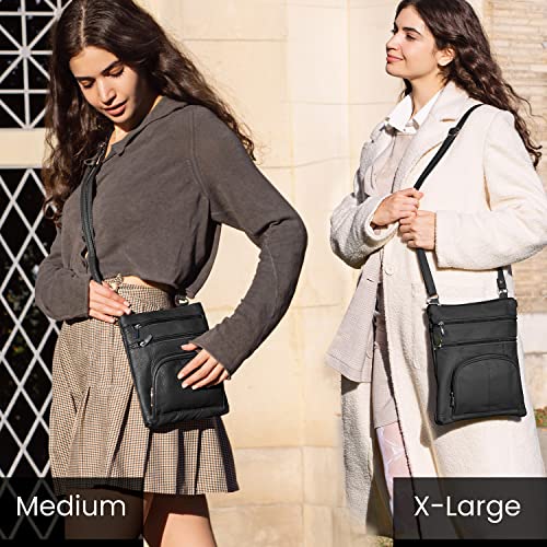 TOVOSO Crossbody Bag for Women, Genuine Leather Multi-Pocket Purse with Adjustable Strap, RFID Protection, Built-In Wallet2