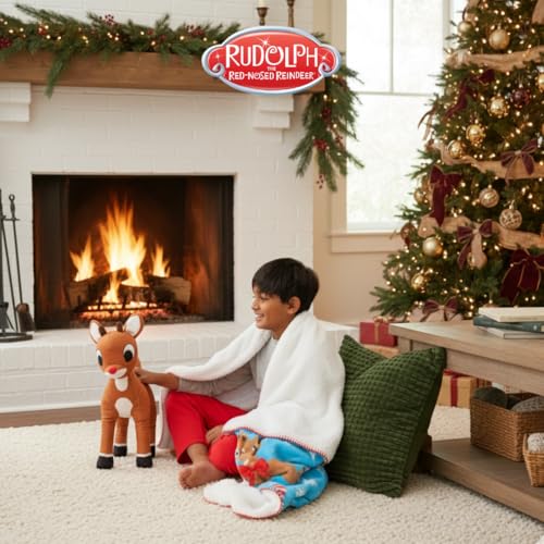 Image of Rudolph The Red Nose Reindeer Kids Holiday & Christmas Bedding Super Soft Plush Cuddle Pillow Buddy, One Size, (Officially Licensed Product) By Franco