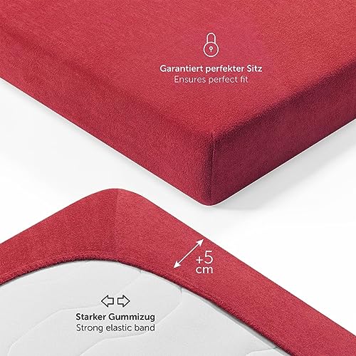 Blumtal® Frottee Spannbettlaken im 2er Set 120x200x27cm - Oeko-TEX zertifiziertes Spannbetttuch 120x200x27cm - Frottee-Spannbettlaken bis… – Ansicht 3