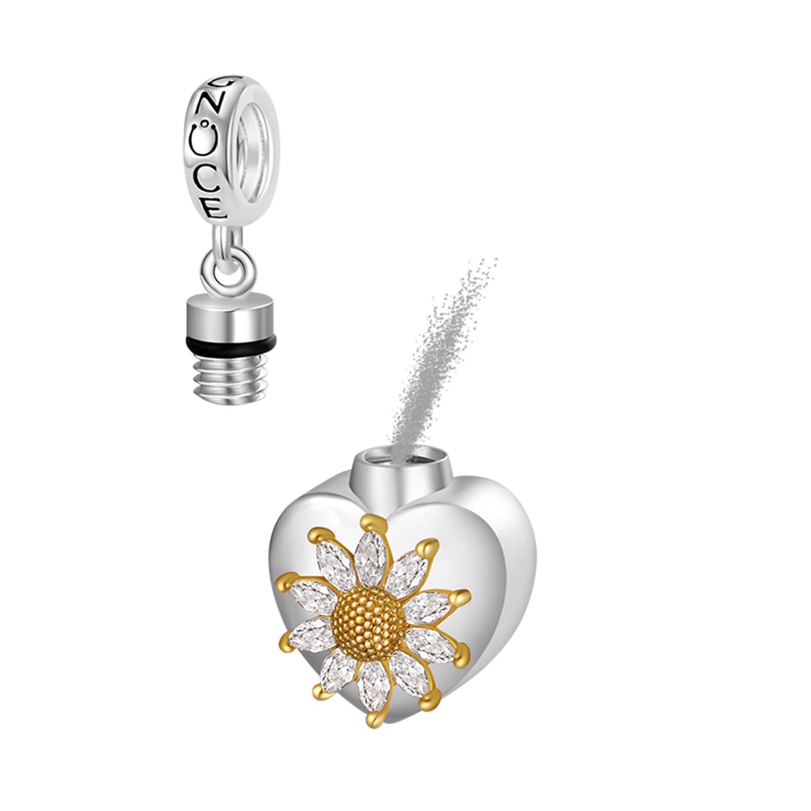 GNOCE Charm Anhänger Forever In My Heart Herz Gedenk Urne-Asche Anhänger 925 Sterling Silber Charm Fit Alle großen Marken von Armband/Halskette