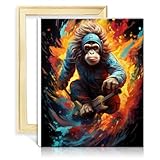 Photo Gallery liheqing kit per dipingere con i numeri, scimmia, per adulti e bambini, stile dipinto per la casa, senza cornice (60 x 75 cm)